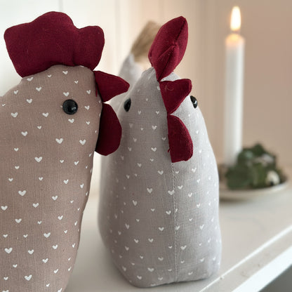 Deko Huhn Türstopper "Emma & Frieda" Textil Grau Taupe 26cm - Wohnen auf dem Land