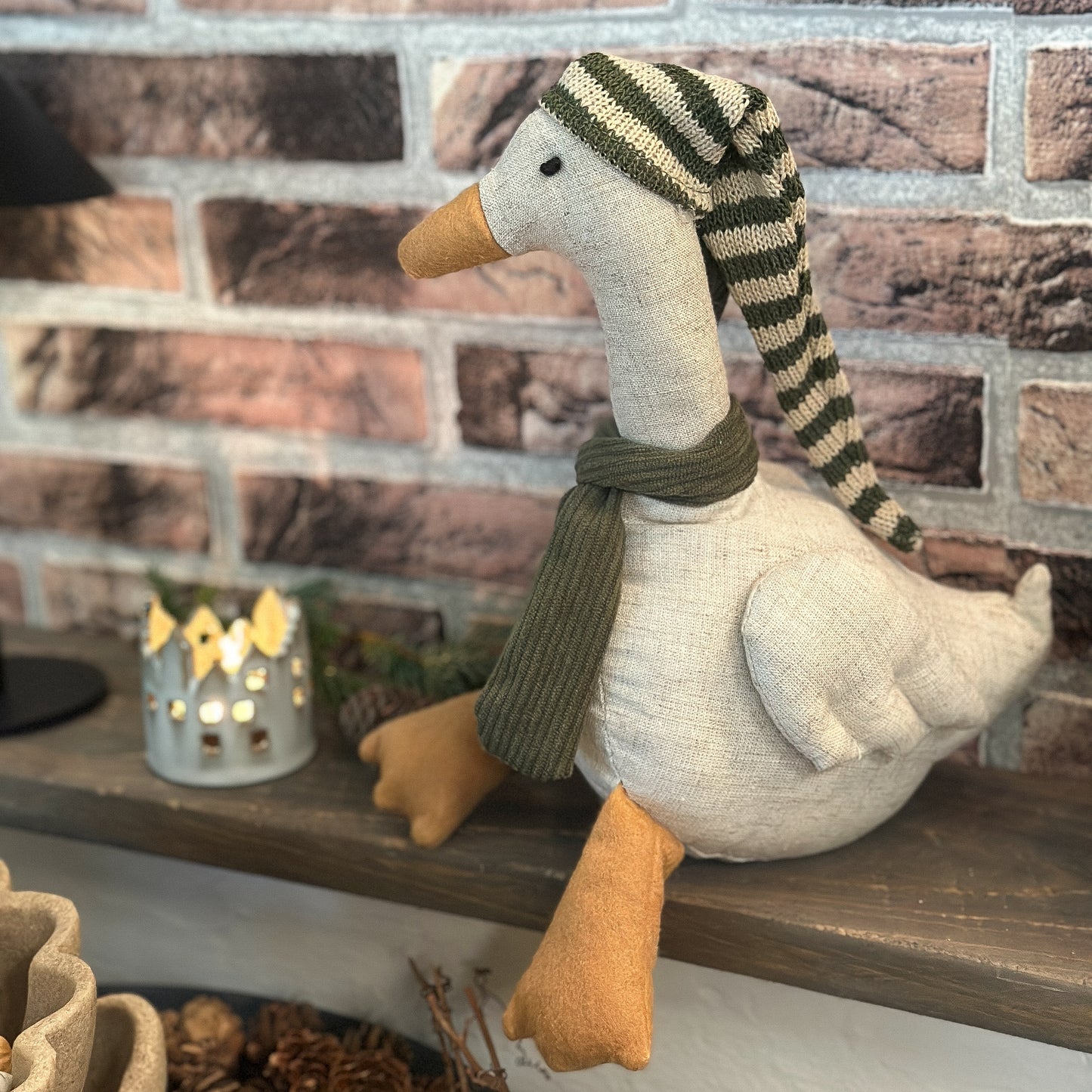 Deko Weihnachtsente Türstopper "Erwin & Gerda" Textil grün rot 26cm - Wohnen auf dem Land