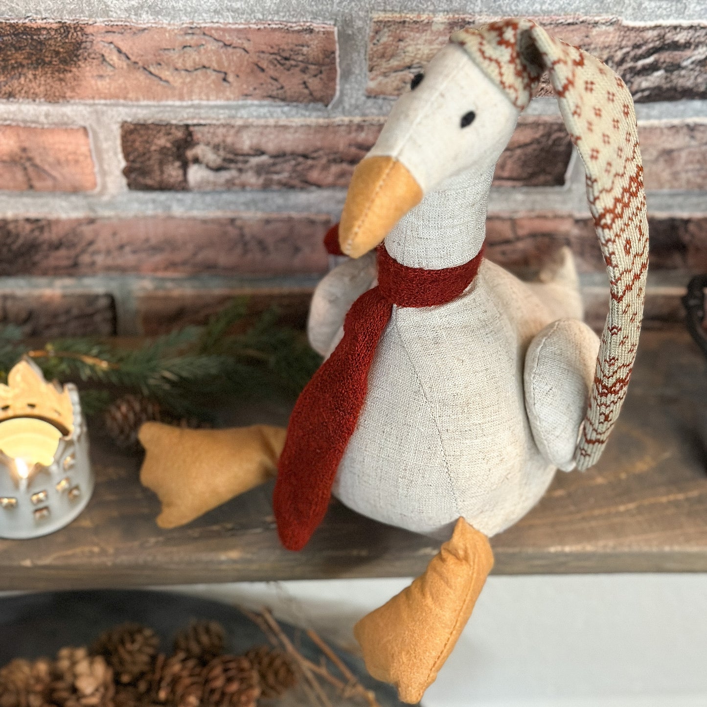 Deko Weihnachtsente Türstopper "Erwin & Gerda" Textil grün rot 26cm - Wohnen auf dem Land