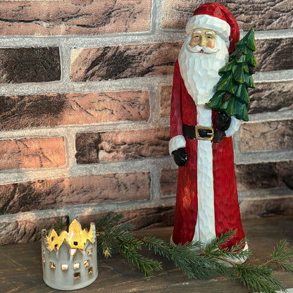 Große Weihnachtsmann Dekofigur "Nikolaus" aus Polyresin von Wohnen auf dem Land, in zwei Varianten, winterliche Dekoration