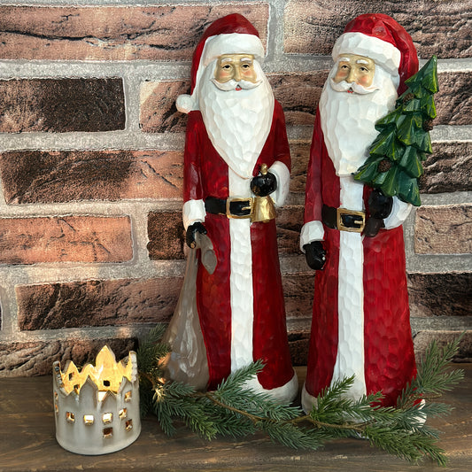 Große Weihnachtsmann Dekofigur aus Polyresin von Wohnen auf dem Land, Weihnachtsdeko, Nikolaus in zwei Varianten, festliche Dekoration