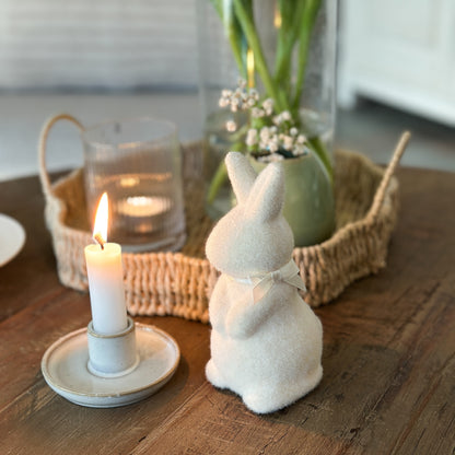 Deko Hase „Flauschi“ beflockt 3 Farben 16cm