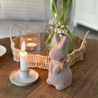 Deko Hase „Flauschi“ beflockt 3 Farben 16cm