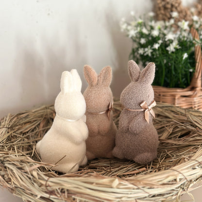 Deko Hase „Flauschi“ beflockt 3 Farben 16cm
