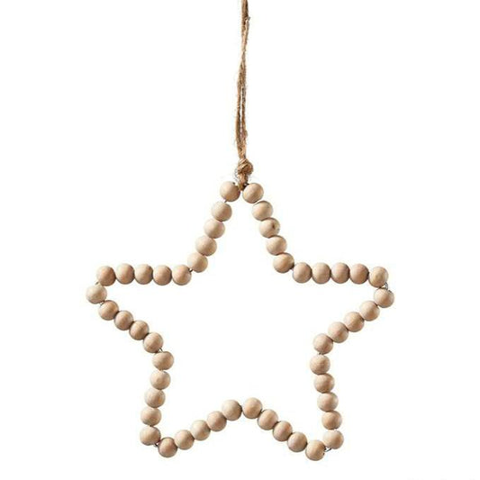 Anhänger Holz Perlen "Stern" Natur 13cm - Wohnen auf dem Land