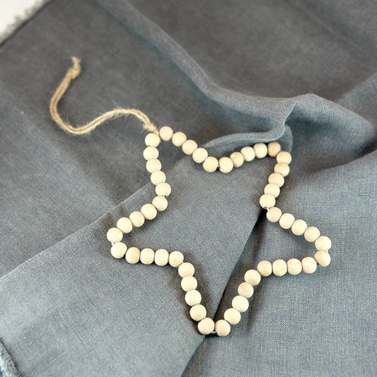 Anhänger Holz Perlen "Stern" Natur 13cm - Wohnen auf dem Land