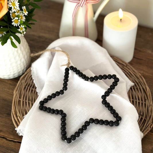 Anhänger Holz Perlen "Stern" Schwarz - Wohnen auf dem Land