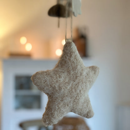 Aufhänger Deko Sterne "Für Dich XL" Stoff creme beige groß 2er Set - Wohnen auf dem Land