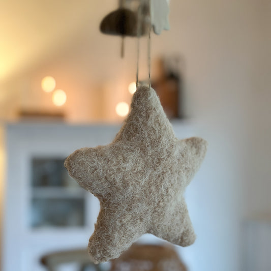 Aufhänger Deko Sterne "Für Dich XL" Stoff creme beige groß 2er Set - Wohnen auf dem Land