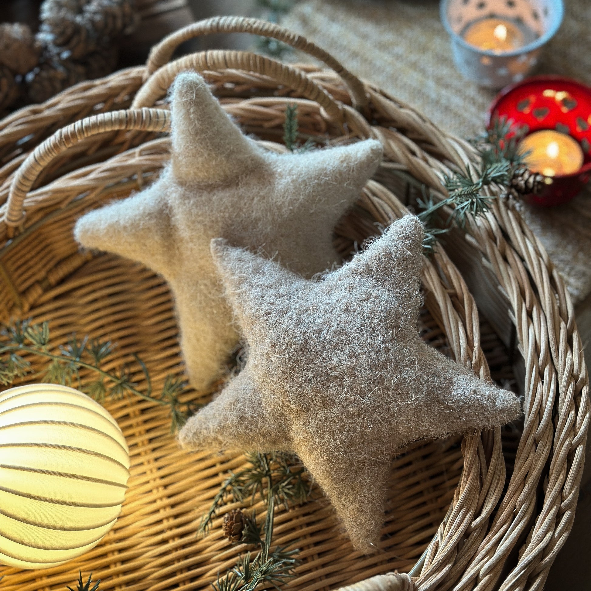 Aufhänger Deko Sterne "Für Dich XL" Stoff creme beige groß 2er Set - Wohnen auf dem Land