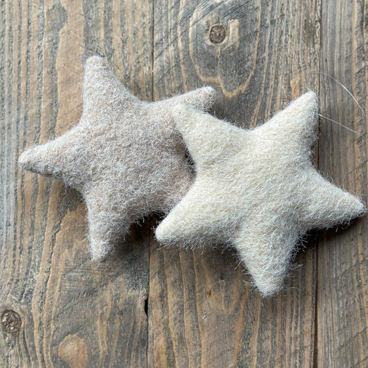 Aufhänger Deko Sterne "Für Dich XL" Stoff creme beige groß 2er Set - Wohnen auf dem Land