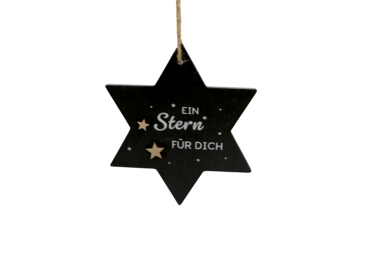 Aufhänger Stern "Ein Stern Für Dich" Schiefer schwarz 12,5cm - Wohnen auf dem Land