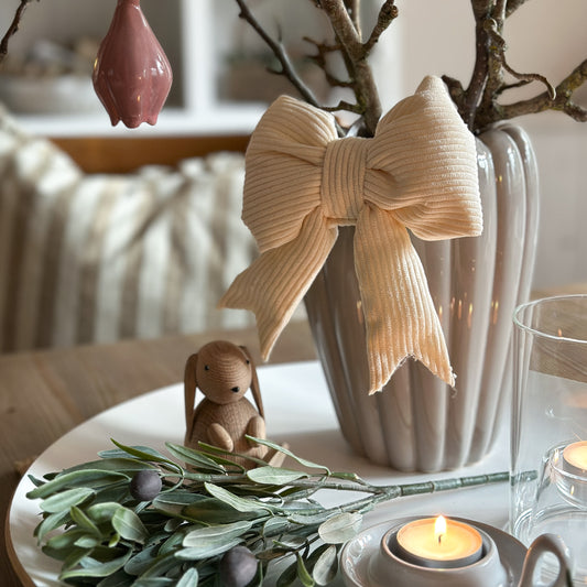 Schleife Deko zum Hängen "Mathilda" Stoff Creme - Wohnen auf dem Land