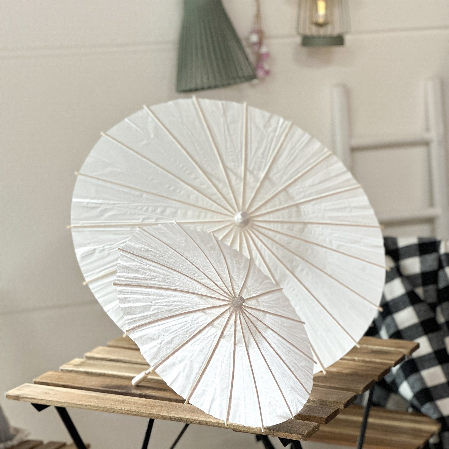 Deko Sonnenschirm "Shiro" Papier Natur Weiß 2 Größen - Wohnen auf dem Land