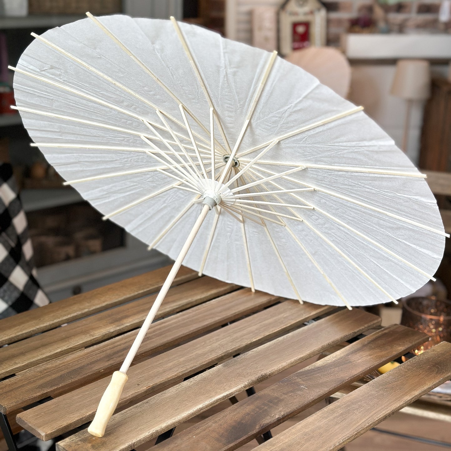 Deko Sonnenschirm "Shiro" Papier Natur Weiß 2 Größen - Wohnen auf dem Land