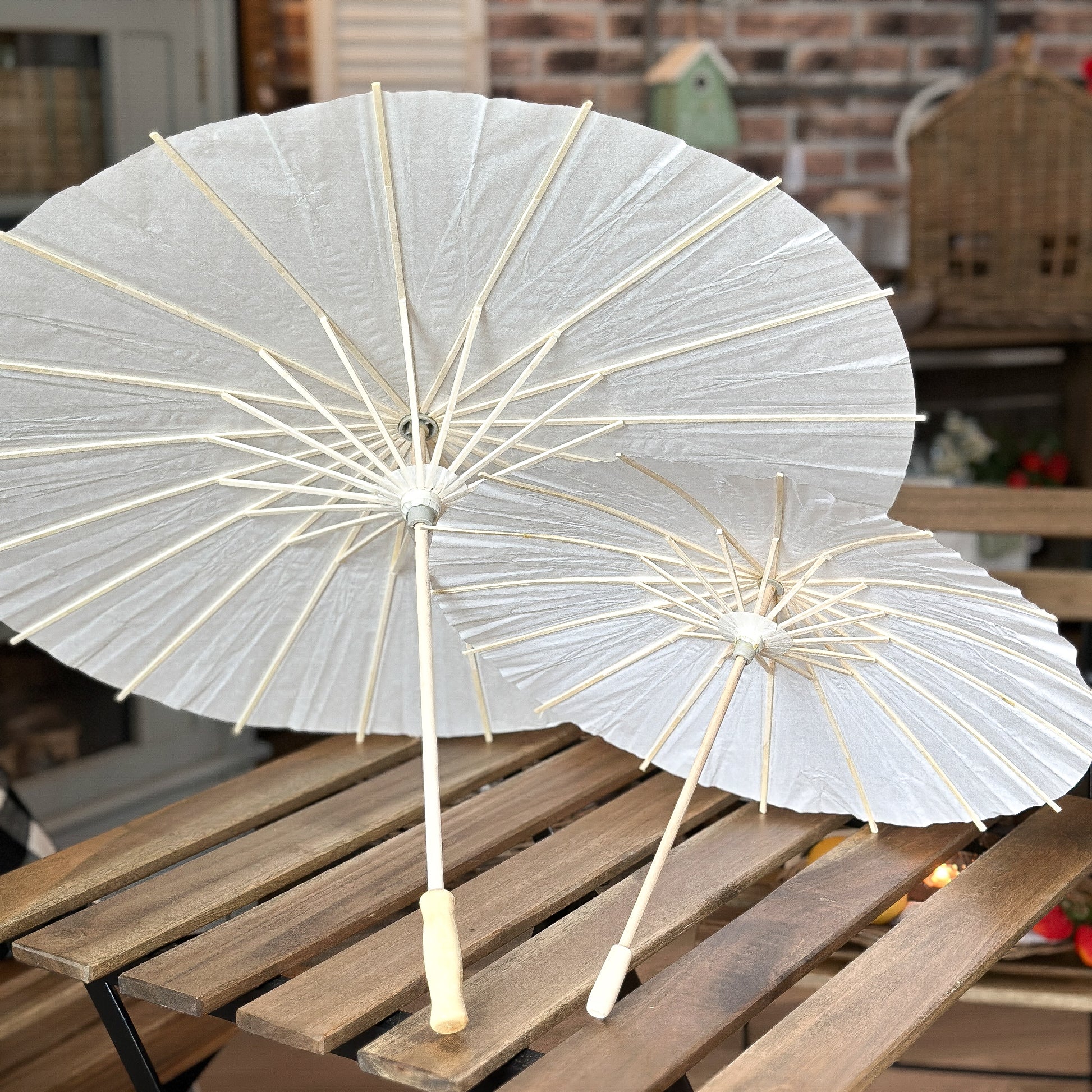 Deko Sonnenschirm "Shiro" Papier Natur Weiß 2 Größen - Wohnen auf dem Land