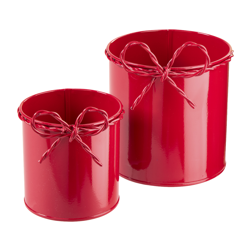 Dose Topf "Schleifen-Duo" mit Schleife Metall Rot 2er Set - Wohnen auf dem Land