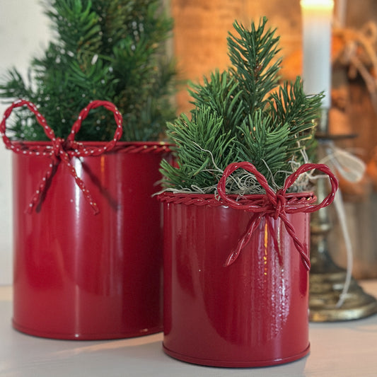 Dose Topf "Schleifen-Duo" mit Schleife Metall Rot 2er Set - Wohnen auf dem Land