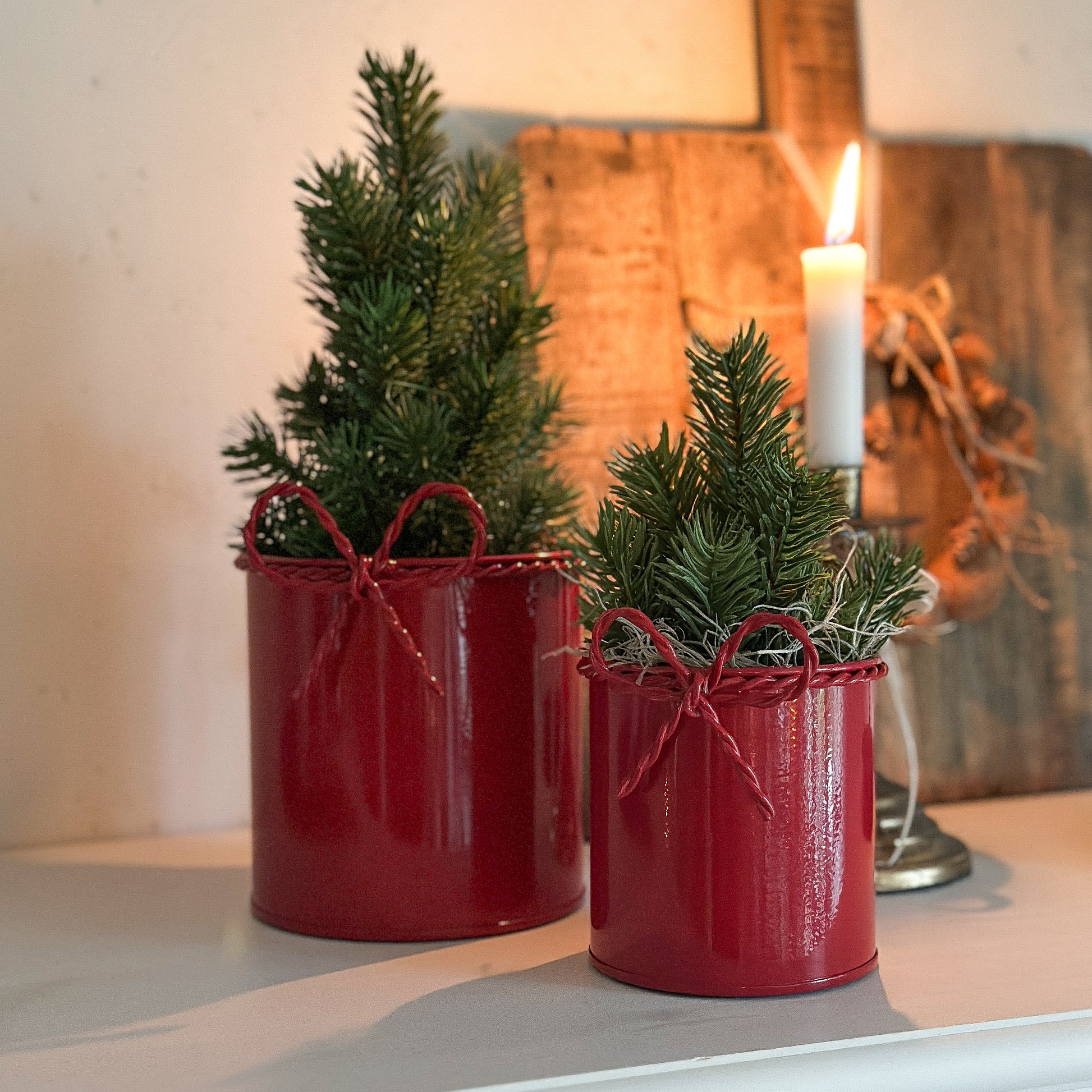 Dose Topf "Schleifen-Duo" mit Schleife Metall Rot 2er Set - Wohnen auf dem Land