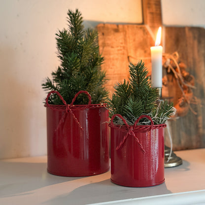 Dose Topf "Schleifen-Duo" mit Schleife Metall Rot 2er Set - Wohnen auf dem Land