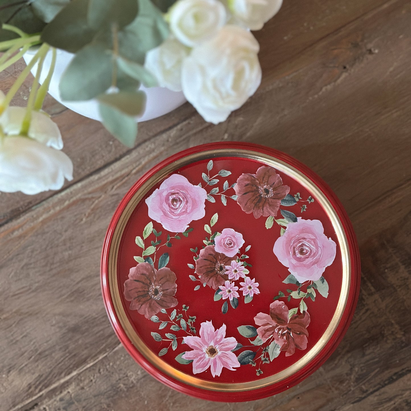 Dose mit Butterkeksen "Rosenzauber" in Design-Box, 114g, von Wohnen auf dem Land, dekoratives Geschenk mit Blumenmuster