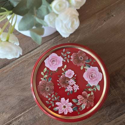 Dose mit Butterkeksen "Rosenzauber" in Design-Box, 114g, von Wohnen auf dem Land, dekoratives Geschenk mit Blumenmuster