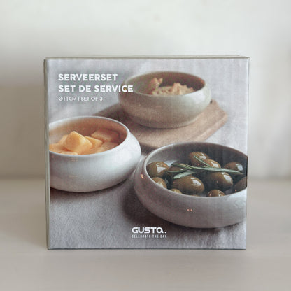 Servier-Set Dip-Schalen "Macaron" Keramik weiß beige taupe 3er Set - Wohnen auf dem Land