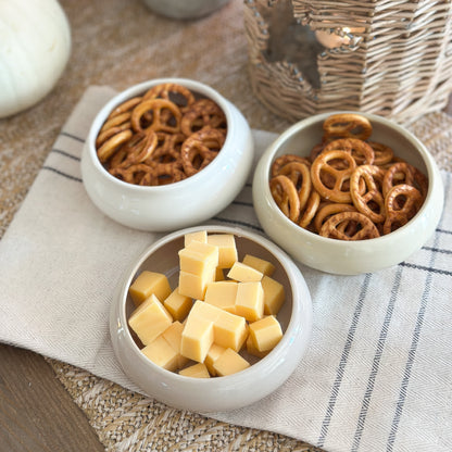 Servier-Set Dip-Schalen "Macaron" Keramik weiß beige taupe 3er Set - Wohnen auf dem Land