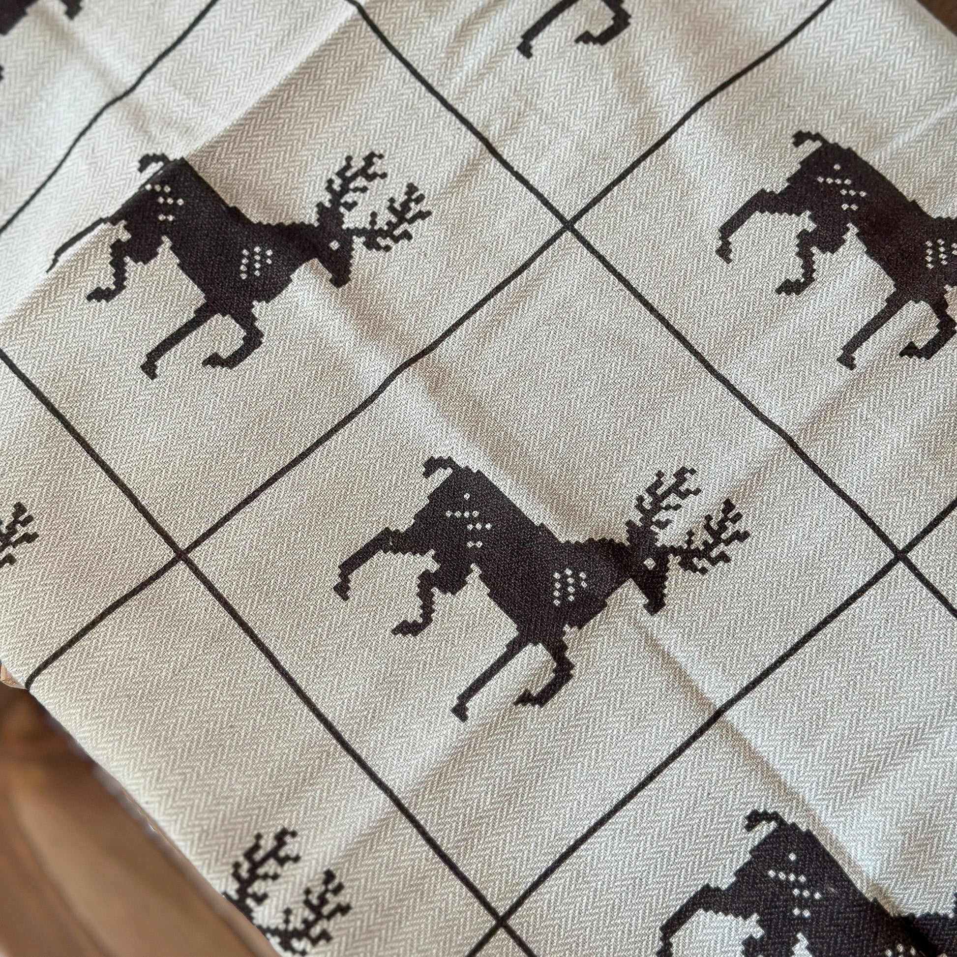 Geschirrtuch Skandi "Rentier" Baumwolle beige 50x70 - Wohnen auf dem Land