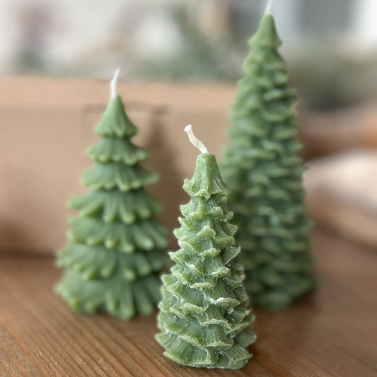 Kerzen Set Tannenbaum "Wintertannen" 3er Set Grün - Wohnen auf dem Land