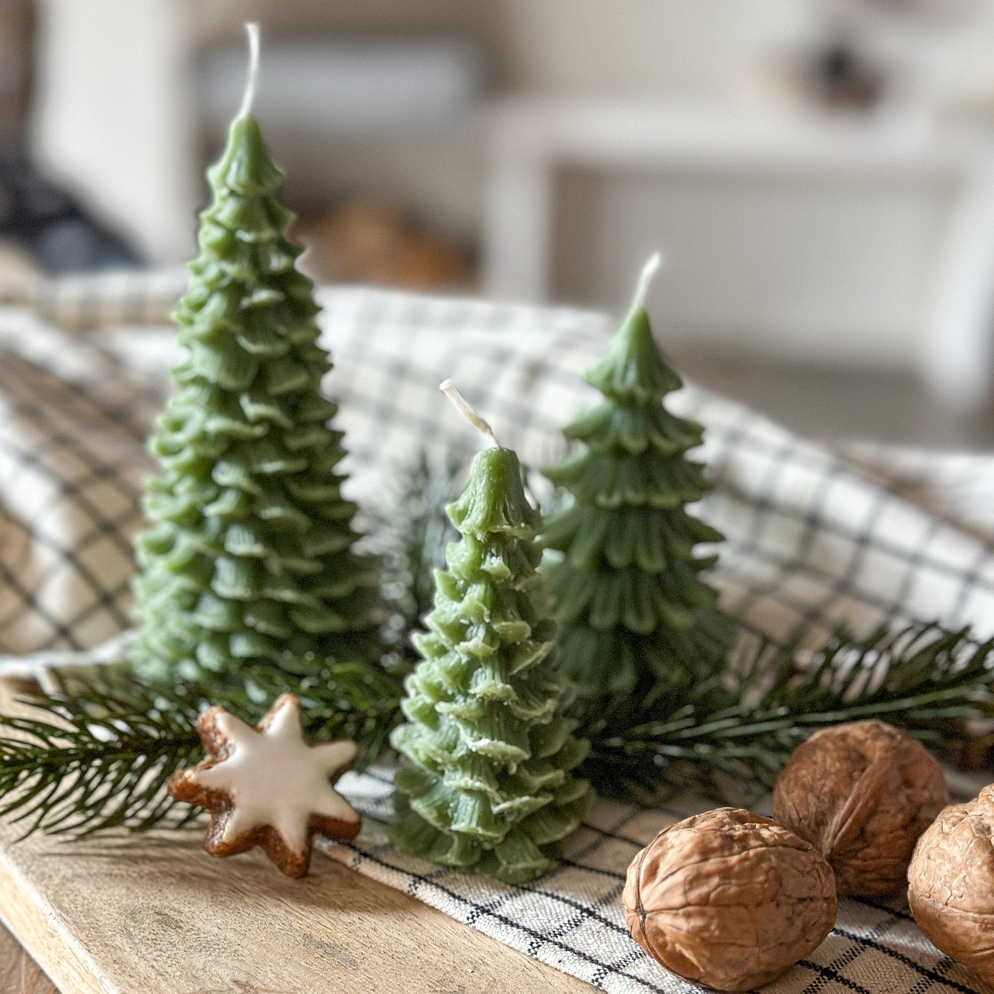 Kerzen Set Tannenbaum "Wintertannen" 3er Set Grün - Wohnen auf dem Land