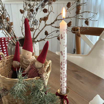 Stabkerze Advent "Candy Canes" Weiß Zahlen 1-24 Zuckerstangen Dekor 290x22 - Wohnen auf dem Land