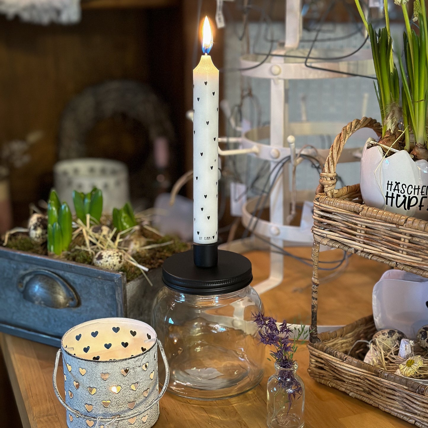 Stabkerze "Herzen" 190x22 - Wohnen auf dem Land