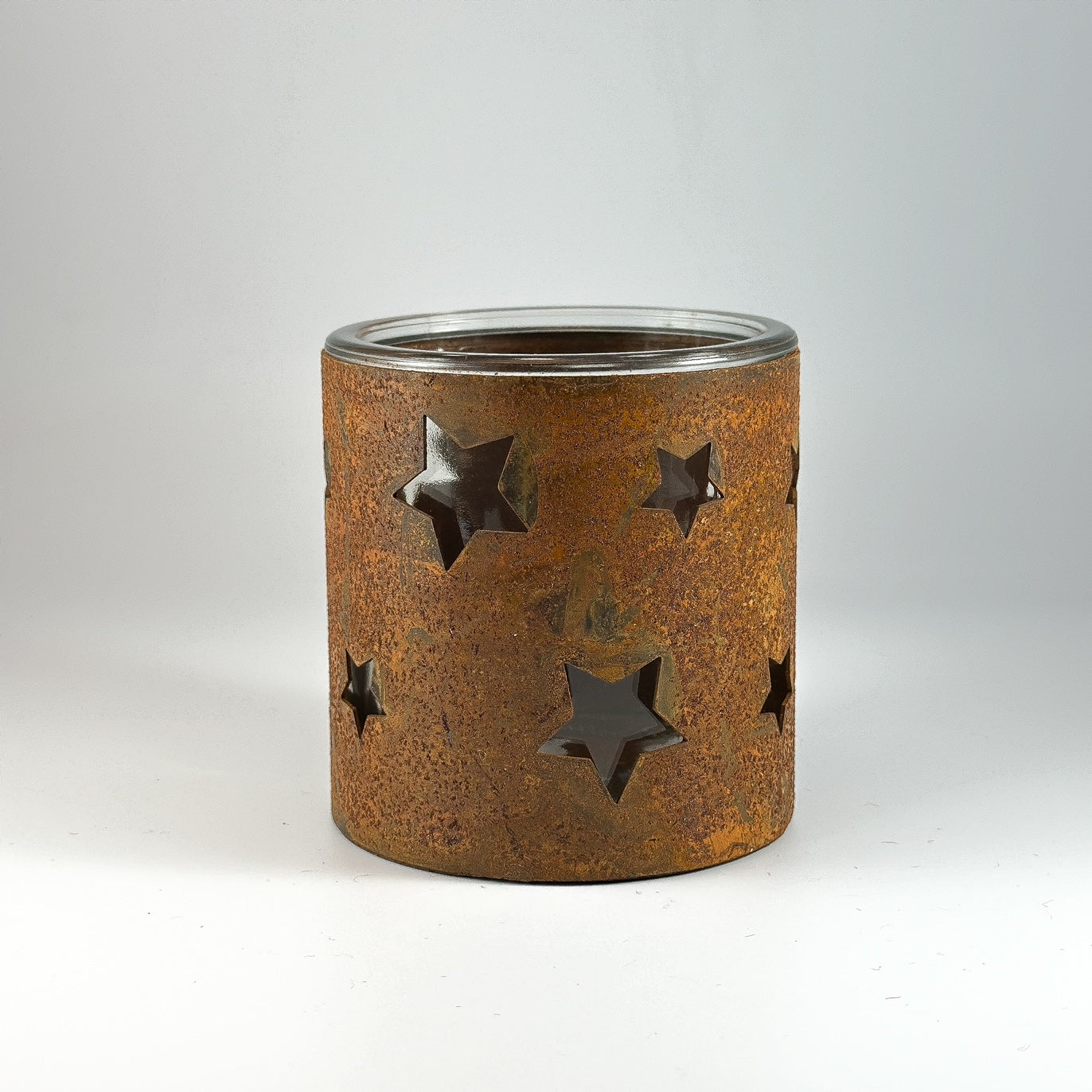 Kerzenhalter Windlicht "Rusty Stars" Metall Rost 8cm - Wohnen auf dem Land