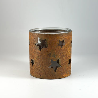 Kerzenhalter Windlicht "Rusty Stars" Metall Rost 8cm - Wohnen auf dem Land
