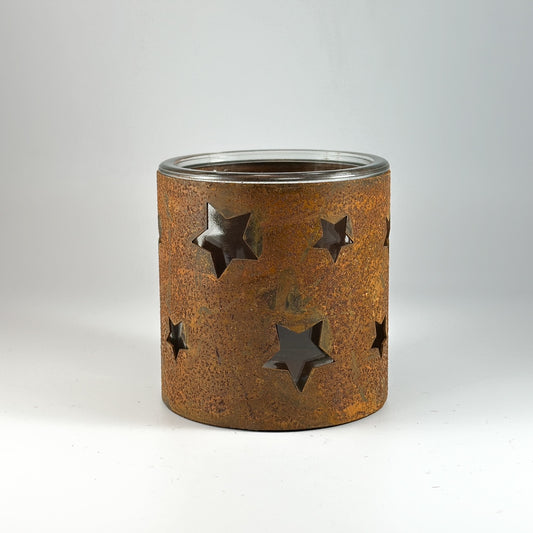 Kerzenhalter Windlicht "Rusty Stars" Metall Rost 8cm - Wohnen auf dem Land