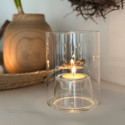 Teelichthalter 2er Set "Hygge Duo" Glas klar 9cm - Wohnen auf dem Land