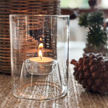 Teelichthalter 2er Set "Hygge Duo" Glas klar 9cm - Wohnen auf dem Land