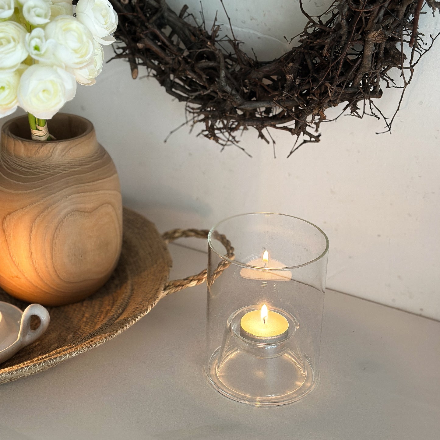 Teelichthalter 2er Set "Hygge Duo" Glas klar 9cm - Wohnen auf dem Land