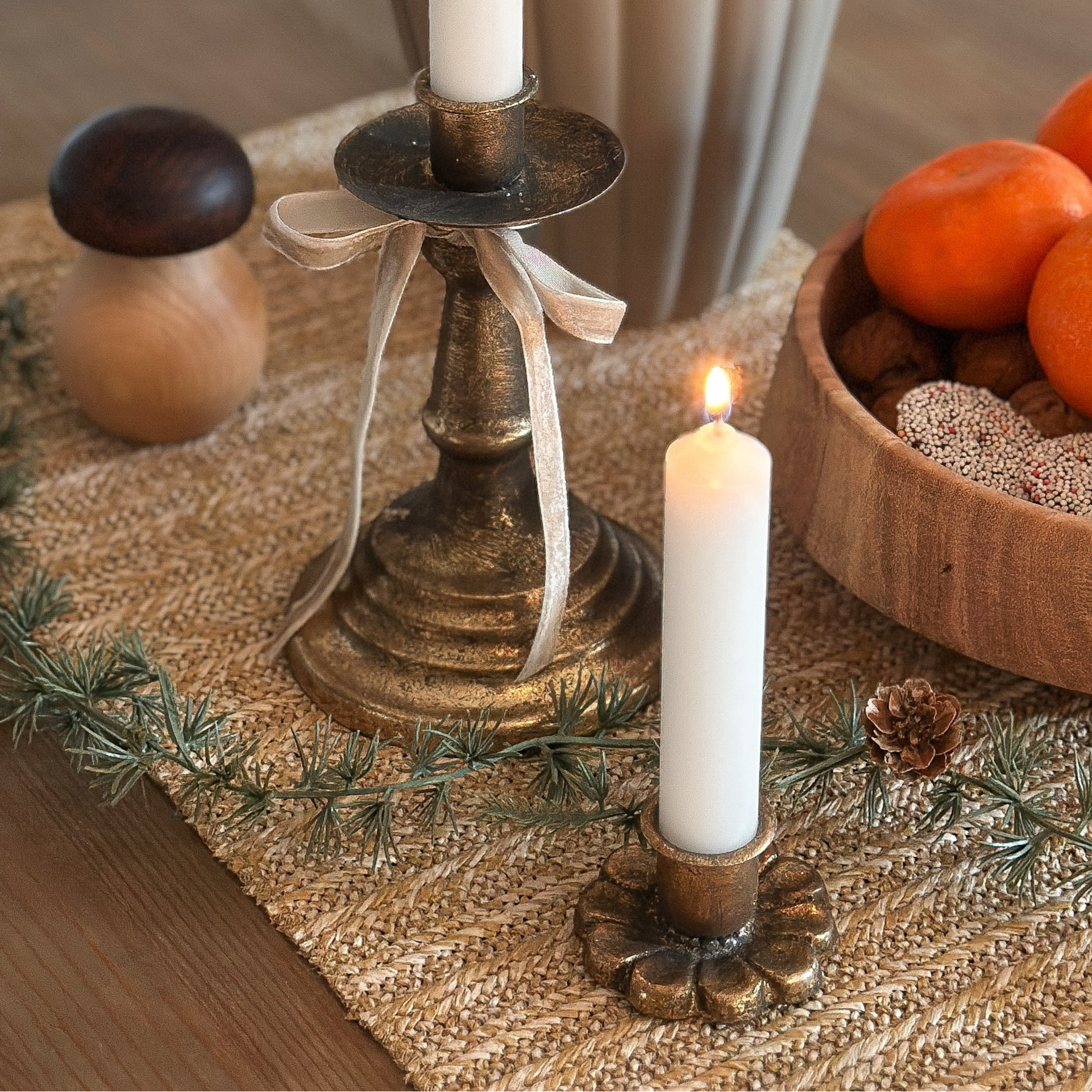 Kerzenhalter "Blomma" Metall Messing Gold Antik - Wohnen auf dem Land