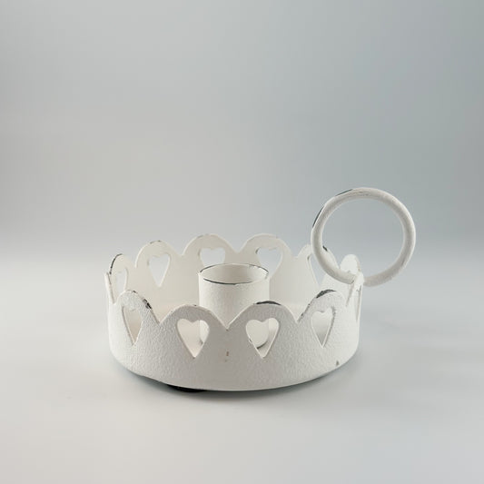 Kerzenhalter "Herzkrone" für Stabkerzen weiß - Wohnen auf dem Land