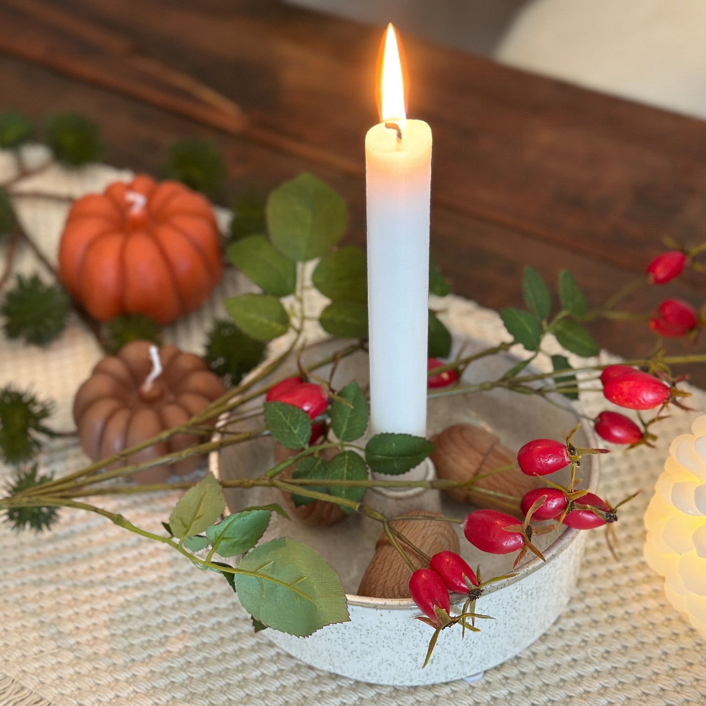 Kerzenhalter Schale "Clair" Keramik rund creme 15cm - Wohnen auf dem Land