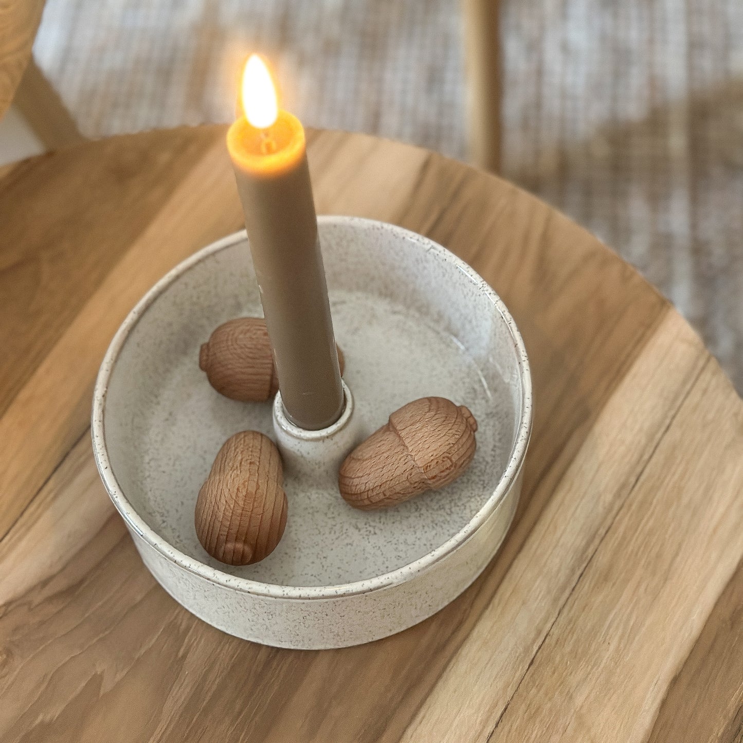 Kerzenhalter Schale "Clair" Keramik rund creme 15cm - Wohnen auf dem Land