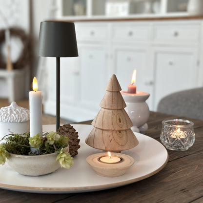 Kerzenhalter Teelicht "Tannenbaum" 2-teilig Holz 18cm - Wohnen auf dem Land