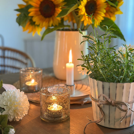 Teelicht Glas "Briller" Vintage grau 7cm - Wohnen auf dem Land