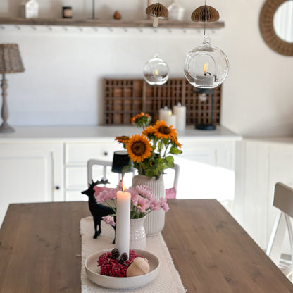 Teelichthalter Anhänger Kugel "Like Hugo" Glas 10cm - Wohnen auf dem Land