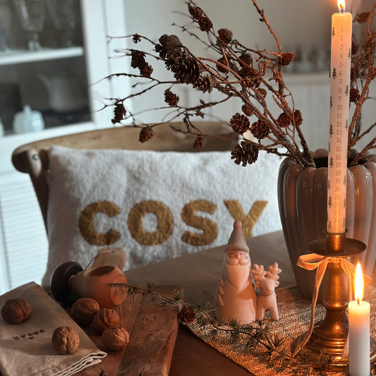 Deko Kissen "Cosy“ creme braun 50x30cm - Wohnen auf dem Land