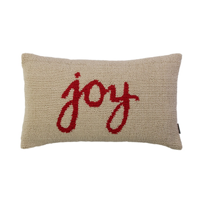 Deko Kissen "Joy“ beige rot 50x30cm - Wohnen auf dem Land