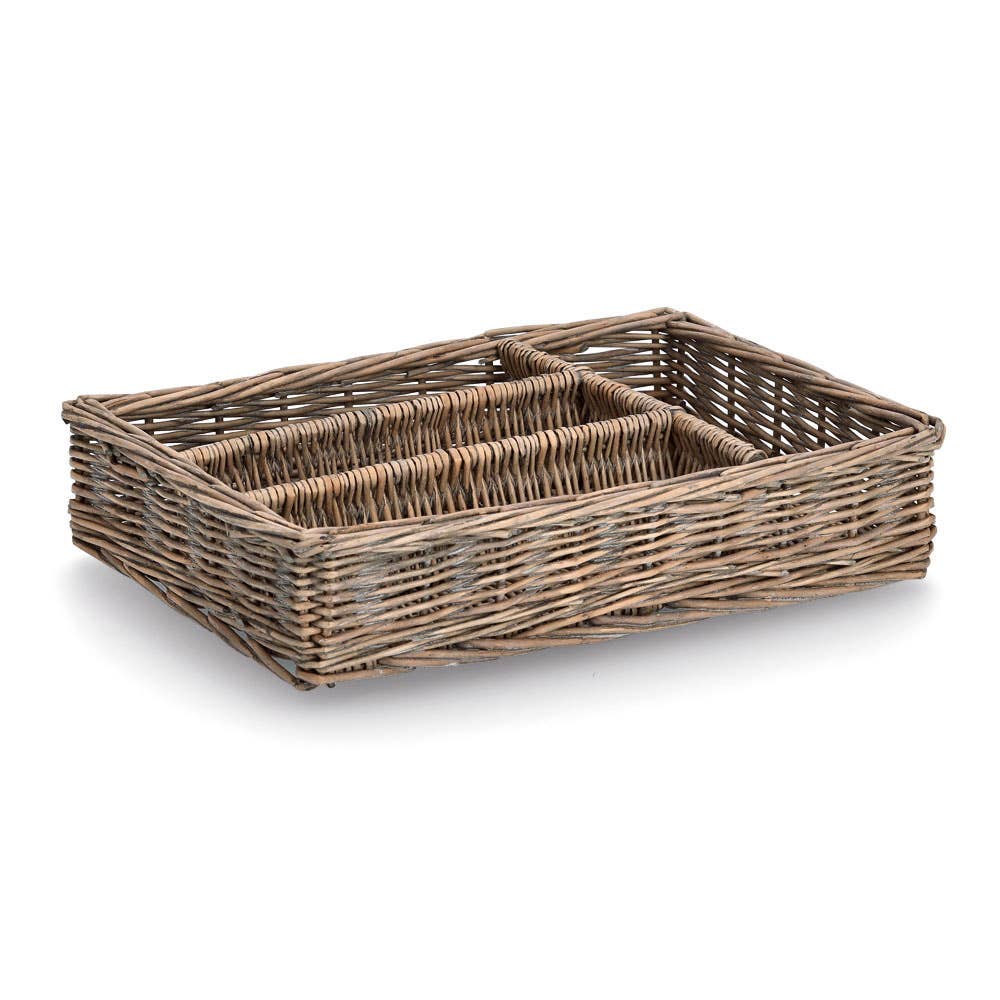 Besteckkorb aus Weide im Naturwerk-Design von Wohnen auf dem Land, handgefertigter Korb für Besteck und Küchenutensilien