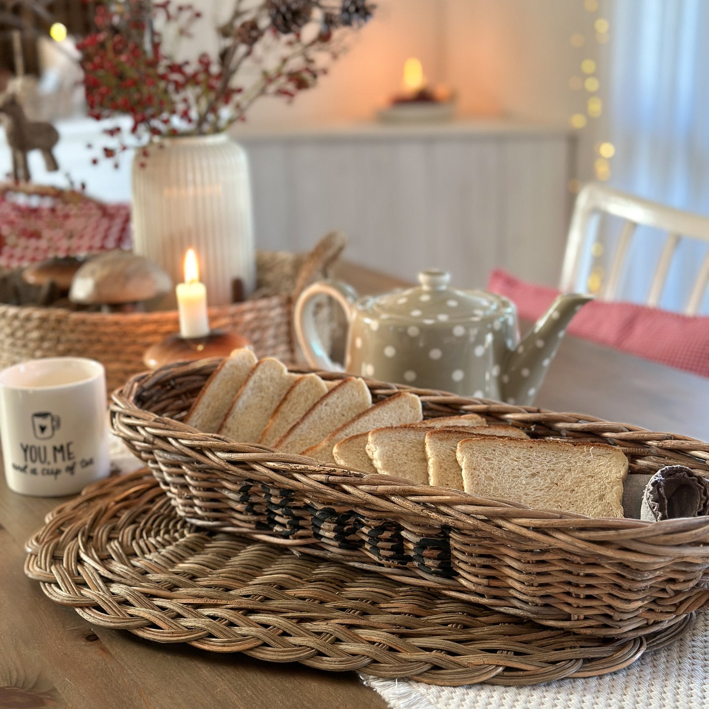 Brot Korb Pita „Bread“ Rattan Lang Oval - Wohnen auf dem Land